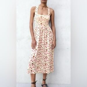 Zara Floral Jacquard Knit Midi Dress